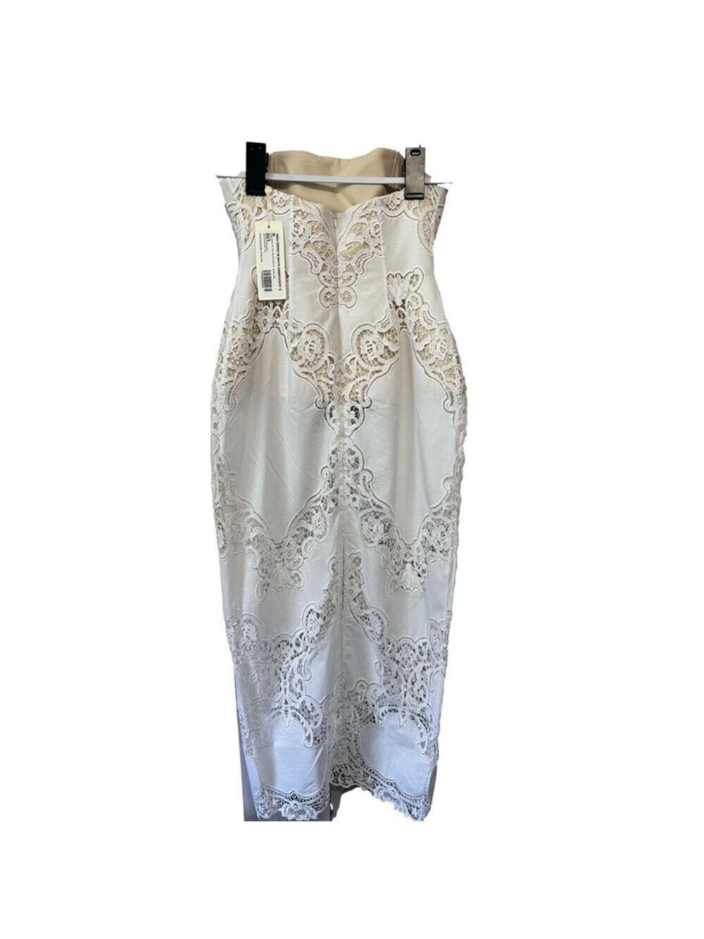 Magda Butrym Strapless Midi Dress • White Lace Cutout • Size 36 • New With Tags - Picture 3 of 11